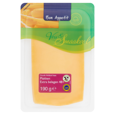 Bon Appetit Gouda Holland Kaas Extra Belegen 48+ Plakken 190 g
