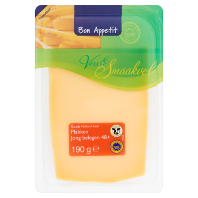 Bon Appetit Gouda Holland Kaas Jong Belegen 48+ Plakken 190 g