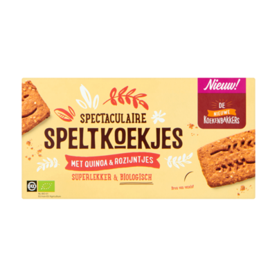 De Nieuwe Koekenbakkers Spectaculaire Speltkoekjes met Quinoa & Rozijntjes