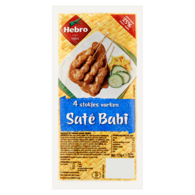 Hebro Saté Babi 4 Stokjes Varken 172 g