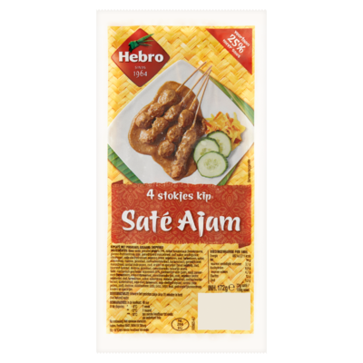 Hebro Saté Ajam 4 Stokjes Kip 172 g
