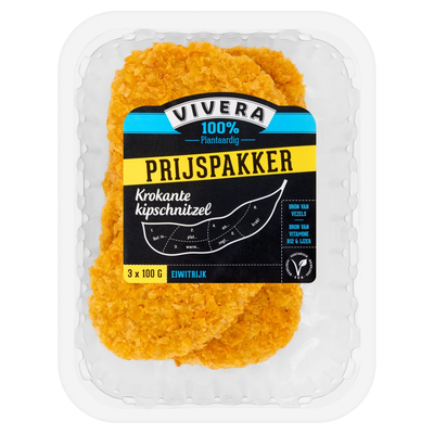 Vivera 100% Plantaardig Krokante Kipschnitzel 3 x 100 g