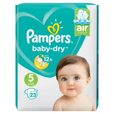 Pampers Baby-Dry Maat 5, 26 Luiers, Voor Droge Ademende Huid