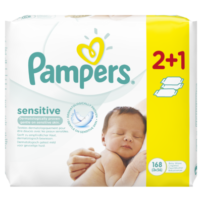 Pampers Sensitive Babydoekjes 3 Verpakkingen = 168 Doekjes