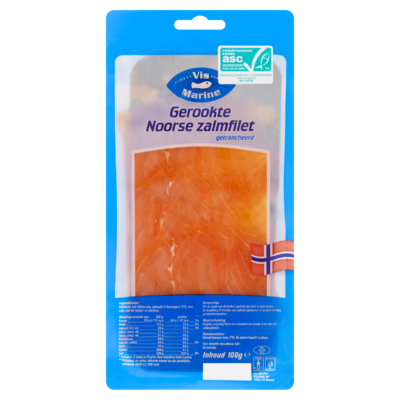 Vis Marine Gerookte Noorse Zalmfilet Getrancheerd 100 g