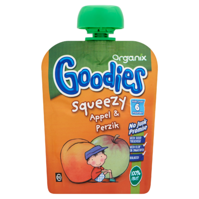 Organix Goodies Squeezy Appel & Perzik 6+ Maande 90 g