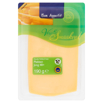 Bon Appetit Gouda Holland Kaas Jong 48+ Plakken 190 g