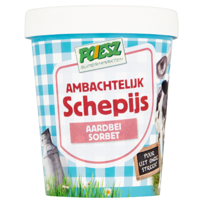 Poiesz Ambachtelijk Schepijs Aardbei Sorbet 500 ml