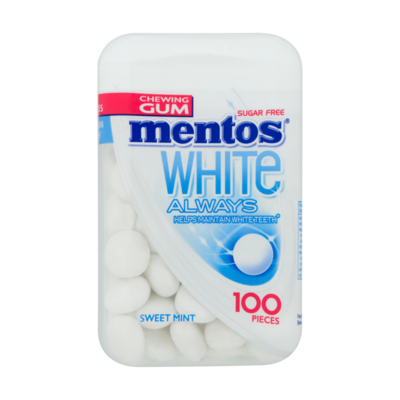 Mentos Gum White Always Sweet Mint 100 Stuks
