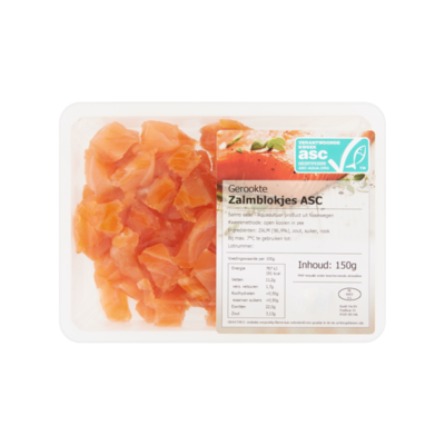 Huismerk Hout Gerookte Zalm Blokjes