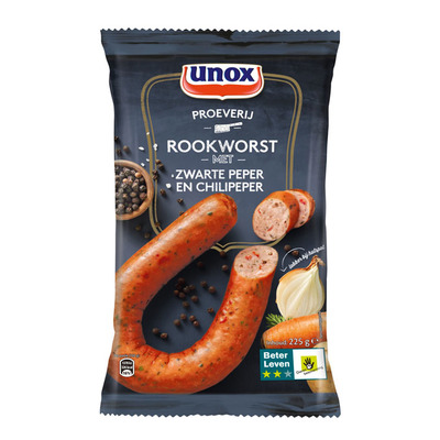 Unox Rookworst proeverij met zwarte peper