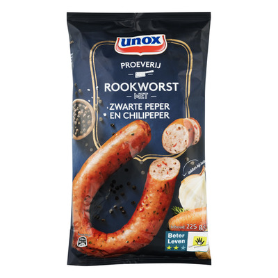 Unox Rookworst proeverij met zwarte peper
