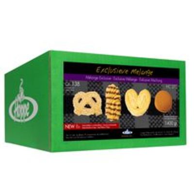 Exclusieve Melange 4 soorten koekjes in 8 vershoudtrays mix, doos 136 stuks