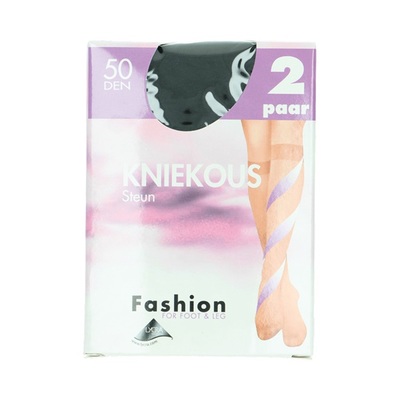 Fashion kniekousen steun zwart maat 39-42, 50 denier