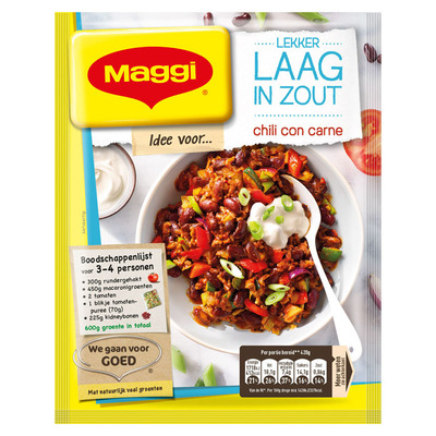Maggi Lekker laag in zout chili con carne