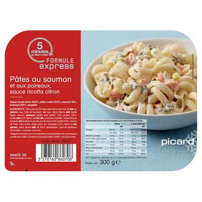 Picard Pasta met zalm, prei en ricottasaus