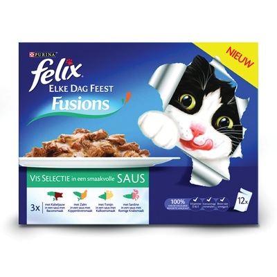 Felix elke dag feest fusion kattenvoer visselectie in smaakvolle saus