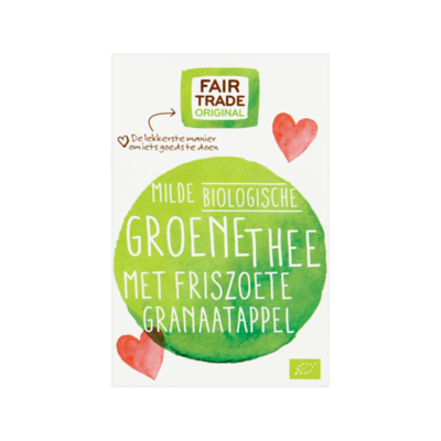Fair Trade Original Milde biologische Groene Thee met Friszoete Granaatappel 20 zakjes à