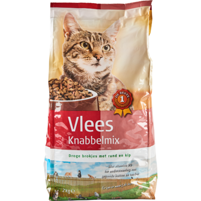 Huismerk Kattenvoer knabbelmix vlees