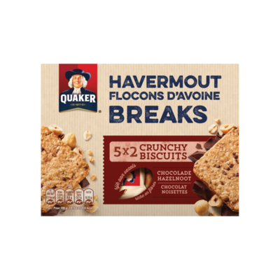 Quaker Havermout Breaks Granen Biscuits Chocolade Hazelnoot