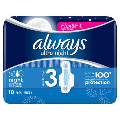 Always Ultra Night (Maat 3) Maandverband Vleugels x10