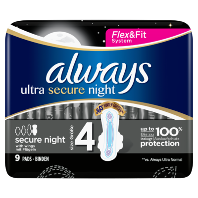 Always Ultra Secure Night (Maat 4) Maandverband Vleugels x9
