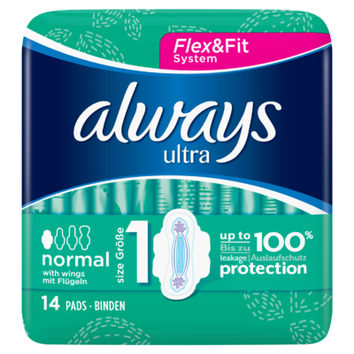 Always Ultra Normal (Maat 1) Maandverband Vleugels x14
