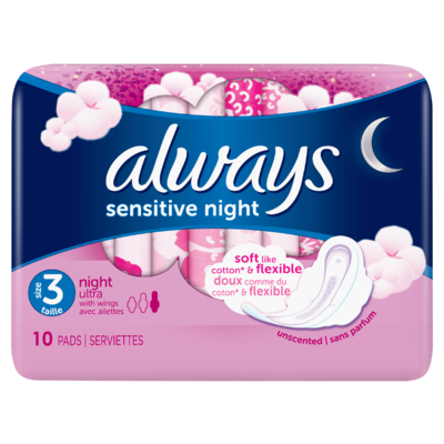 Always Ultra Sensitive Night (Maat 3) Maandverband Vleugels 10 Stuks