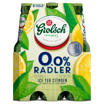 Grolsch 0.0% Radler Ice Tea Citroen Flessen 6 x 30 cl