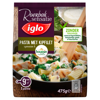 Iglo Roerbak Sensatie Pasta met Kipfilet Spinazie & Boursin 475 g