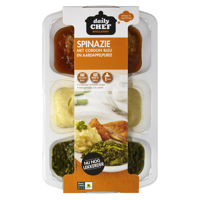 Huismerk Cordon Bleu Met Spinazie En Puree
