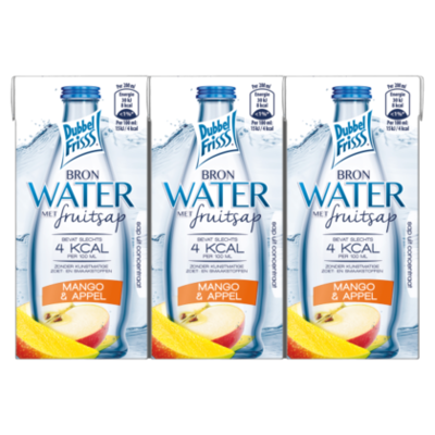 Dubbelfrisss Bronwater appel-mango 6x200ml