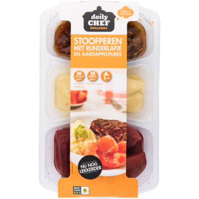 Huismerk Stoofperen rundvleeslap puree