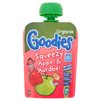Organix Goodies squeezy appel & aardbei 12+M 90 gram