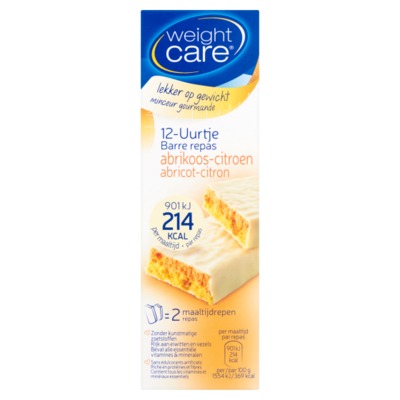 Weight Care 12-uurtje abrikoos-citroen 2 x 58 gram