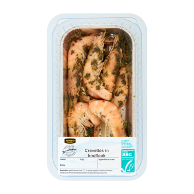 Huismerk Crevettes in Knoflook