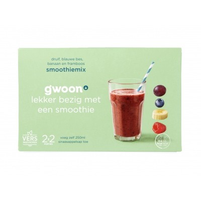 Huismerk Smoothiemix banaan/framboos/druif/bessen