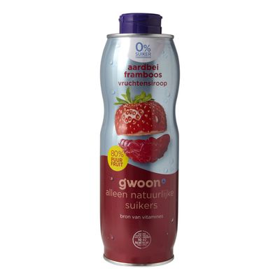 G'woon Siroop Aardbei Framboos 0% Suiker