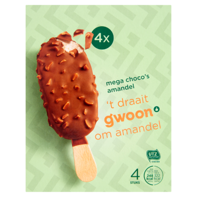 Huismerk Mega Choco Amandel 4 Stuks