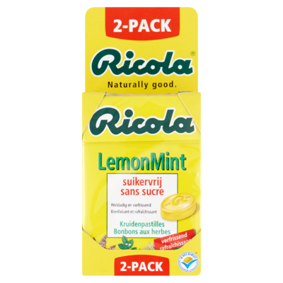 Ricola LemonMint Suikervrij Kruidenpastilles 2 Pack 2 x 50 g