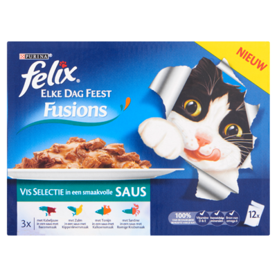 Felix Elke Dag Feest Fusions Vis Selectie in Een Smaakvolle Saus 12 x 100 g