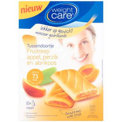 Weight Care Tussendoortje Fruitreep Appel Perzik en Abrikoos