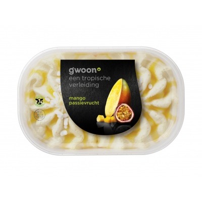 Huismerk slagroomijs mango passie