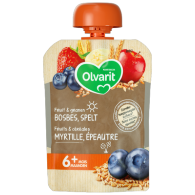 Olvarit Fruit & Granen Bosbes Spelt 6+ Maanden