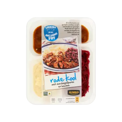 Huismerk Hollands Rode Kool met Aardappelpuree en Hachee