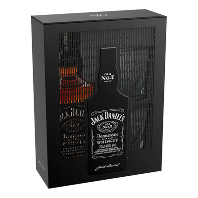Jack Daniels in Tin geschenkverp. + 2 tumbler glazen