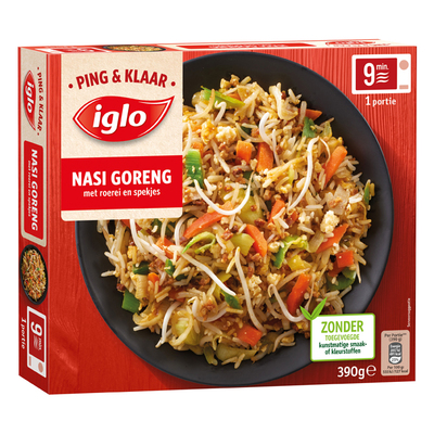 Iglo Ping & klaar Nasi goreng ei spek
