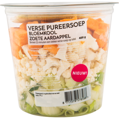 Fresh & easy Pureersoep bloemkool zoete aardappel