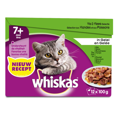 Whiskas Senior vlees en vis selectie in gelei