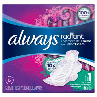 Always Radiant Normal (Maat 1) Maandverband Met Vleugels x12